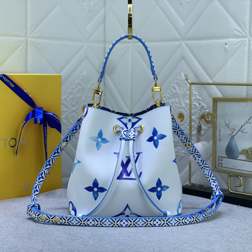 LV High Quality Women Shoulder Bags Luxury Bucket Bags Are Made Of Elegant Canvas Depicting Giant Monogram Print With Drawstring And Central Buckle. The Inner Bag Is Ladies Clutch Bag Shoulder Tote Female Purse Wallet Hand Bag