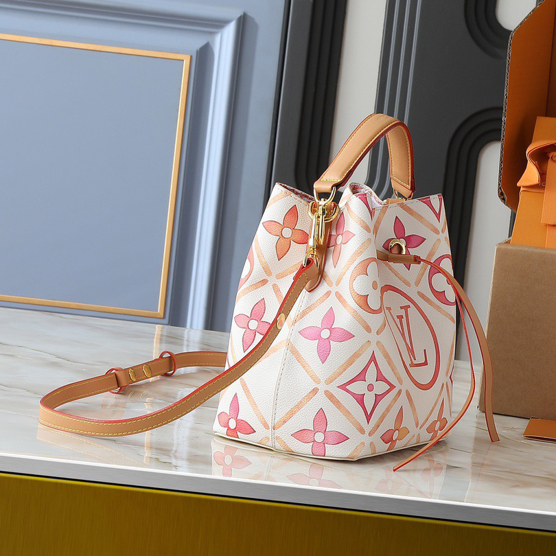 LV High Quality Women Shoulder Bags Luxuries Pink Monogram Pattern Embracing Central LV Circle Logo Ladies Clutch Bag Shoulder Tote Exquisite Bucket Bag silhouette Easy to carry or shoulder carry Female Purse Wallet Hand Bag