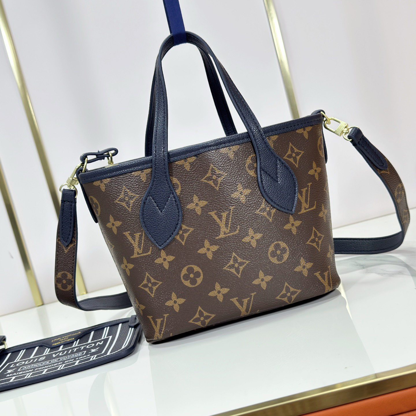 LV High Quality Women Shoulder Bags Luxury Classic Design Double Sided Version Canvas And Grain Leather Decor Front And Back Detachable Shoulder Straps For Easy Cross Shoulder Strap Monogram Reverse Shoulder Tote Female Purse Wallet Hand Bag