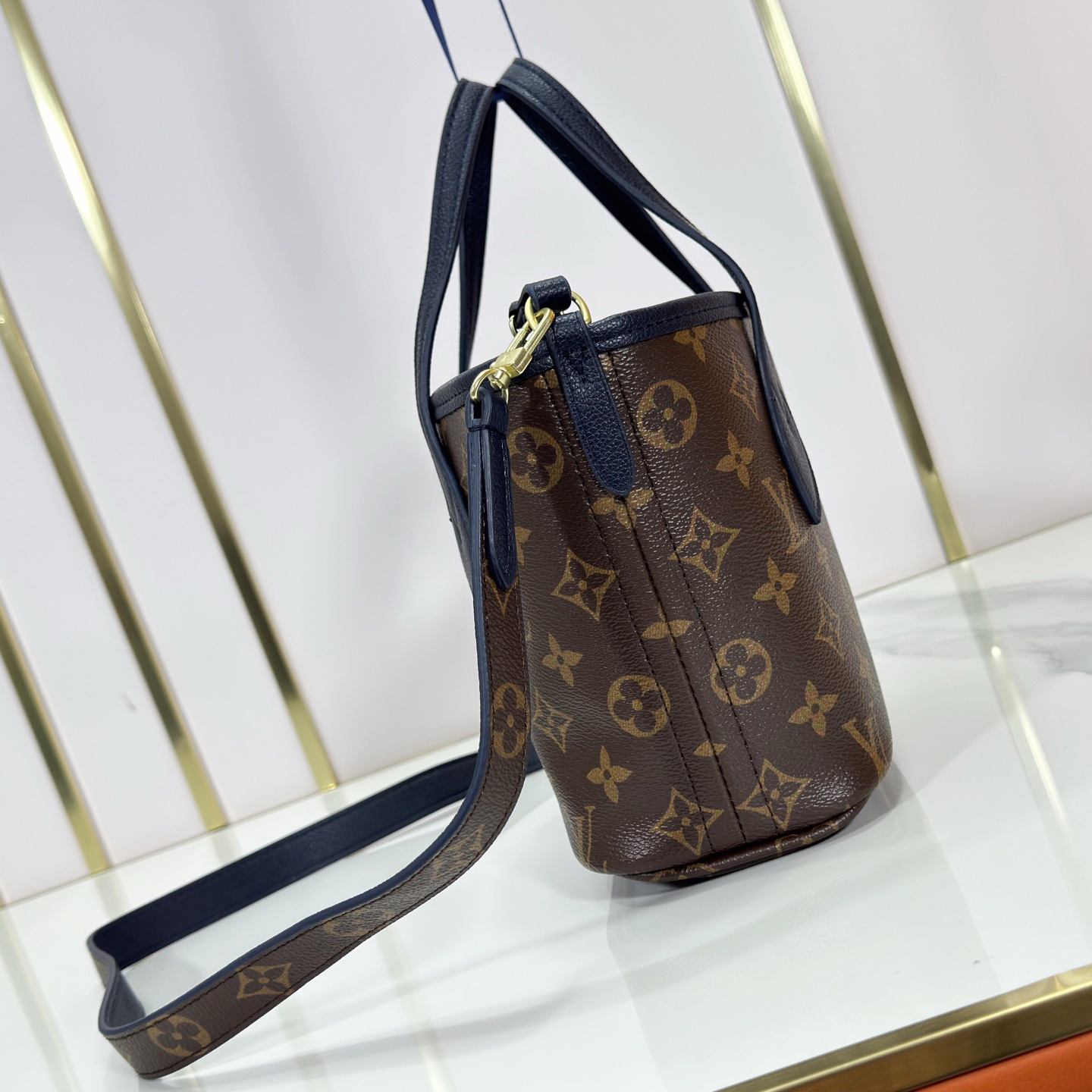 LV High Quality Women Shoulder Bags Luxury Classic Design Double Sided Version Canvas And Grain Leather Decor Front And Back Detachable Shoulder Straps For Easy Cross Shoulder Strap Monogram Reverse Shoulder Tote Female Purse Wallet Hand Bag
