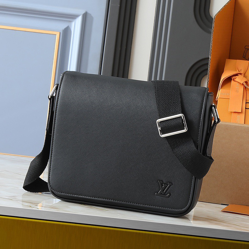 LV High Quality Women Shoulder Bags Luxury Postman Bag Is Made Of Damier Infini Coated Canvas, Paired With Magnetic Buckle Opening And Zipper Back Pocket Ladies Clutch Bag Adjustable Shoulder Strap With Louis Vuitton Logo Shoulder Bag