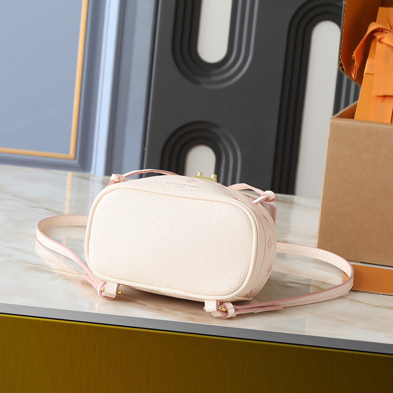 LV High Qualitys Women Backpack Luxurys The Bag Is Made Of Leather Adorned With A Golden Chain Strap Monogram Embossed Pattern With Contrasting Borders Female Backpack