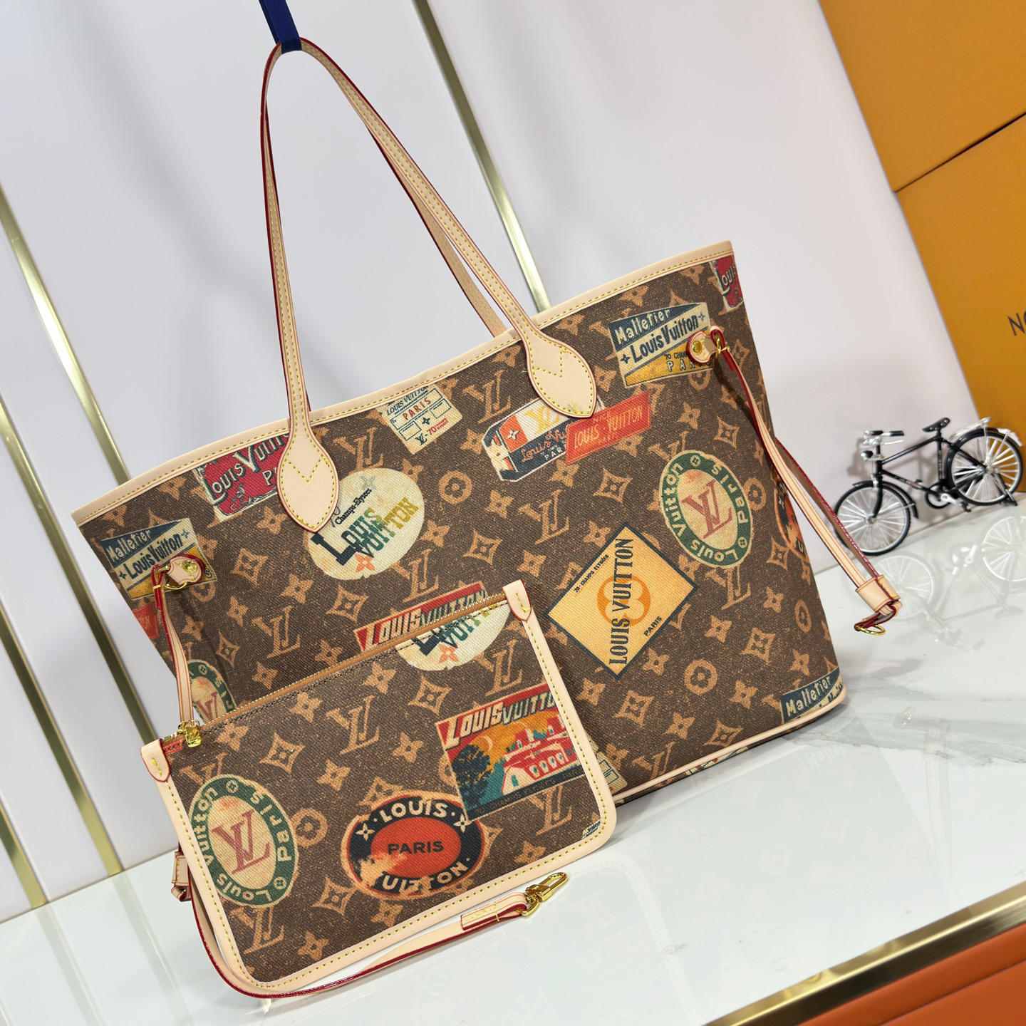 LV High Quality Women Shoulder Bags Luxuries Handbag Made Of Monogram Tiles Canvas Shaped Tote Bag Configuration Printed Zipper Bag Detachable For Separate Use Female Hand Bag