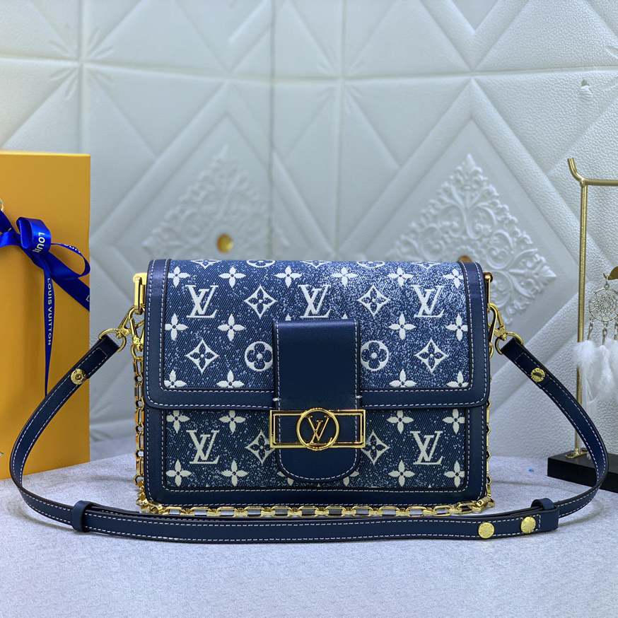 LV High Quality Women Shoulder Bags Luxuries Handbag Made Of Retro Logo Denim Fabric, Detachable Chain And Inner Compartment Adding Functional Details Female Hand Bag