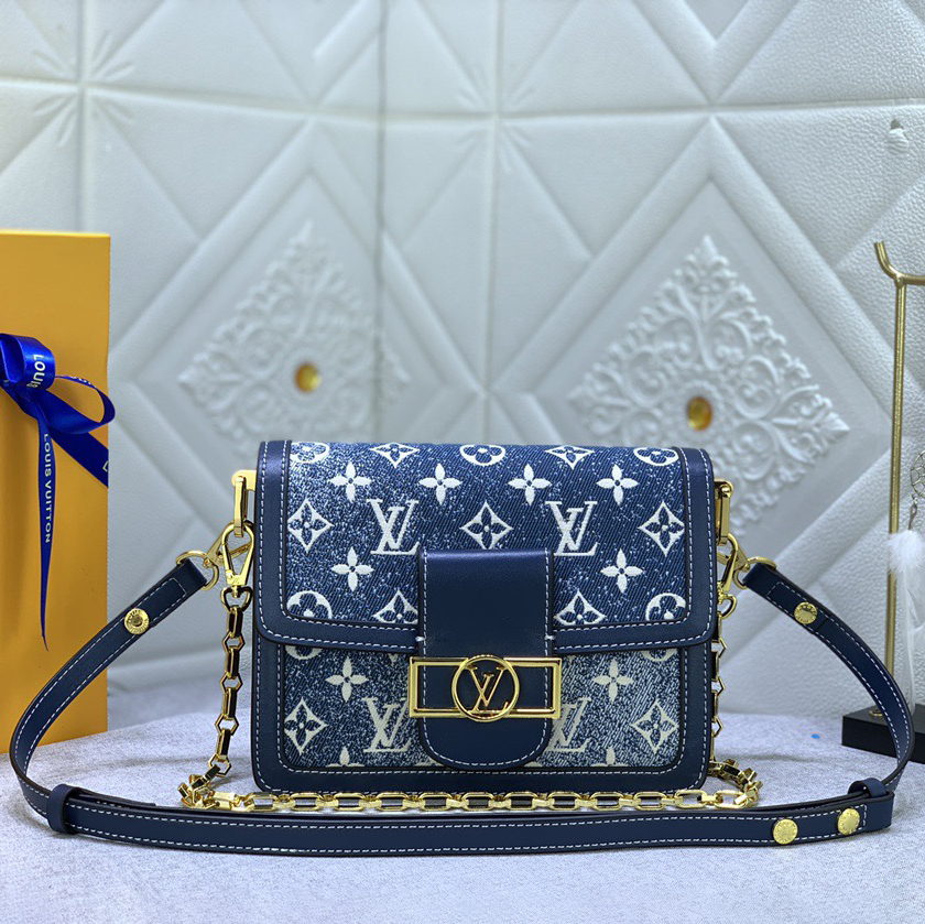 LV High Quality Women Shoulder Bags Luxuries Handbag Made Of Retro Logo Denim Fabric, Detachable Chain And Inner Compartment Adding Functional Details Female Hand Bag
