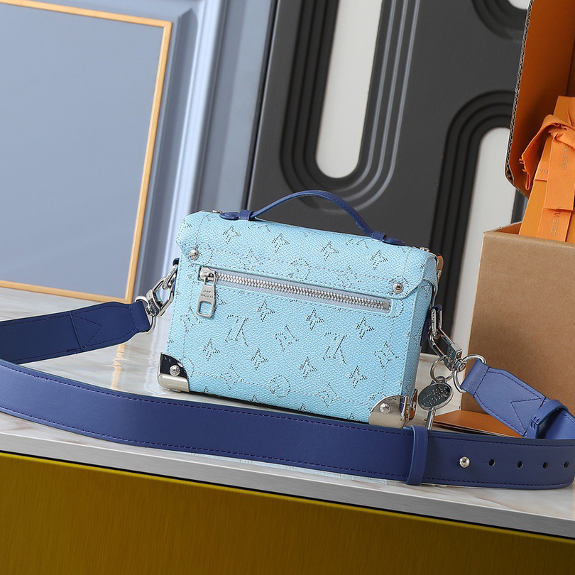 LV High Quality Women Shoulder Bags Luxury Cattle Leather Presents Grain Texture Magnetic Buckle Rivets And Top Handle That Traces Back To Classic Hard Box Elements With Detachable And Adjustable Shoulder Straps For Exquisite Details Female Hand Bag