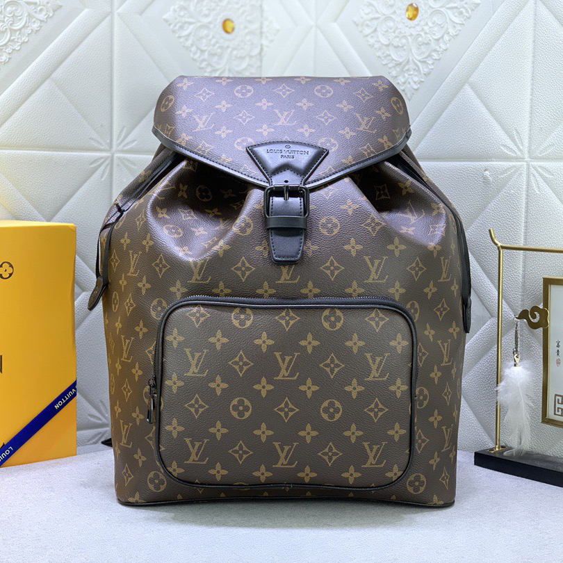 LV High Quality Unisex Backpack Luxuries Backpack Is Made Of Monogram Eclipse Canvas With Leather Trim And Features A Drawstring And Magnetic Buckle Strap For Secure Storage Adjustable Shoulder Strap Female Backpack