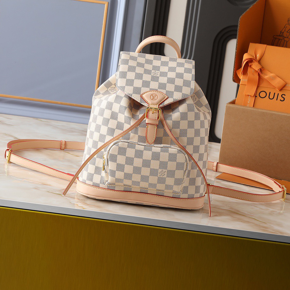 LV High Quality Women's Backpack Luxury Backpack Provides Ample Space For Easy Storage Of Daily Needs With A Zippered Front Pocket For Secure Small Items And Adjustable Canvas Shoulder Straps For A Comfortable Fit On The Female Backpack