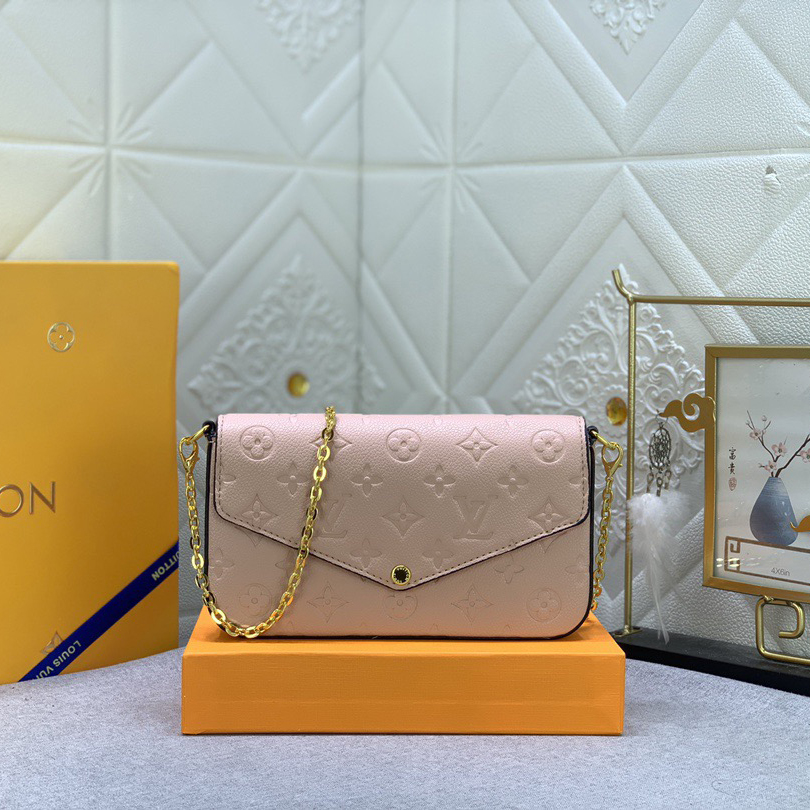 LV High Quality Women Shoulder Bags Luxury Chain Leather Depicts Monogram Print That Includes A Detachable Inner Bag Tie The Chain To Complete The Free Conversion Between The Handbag And Shoulder Bag Female Hand Bag