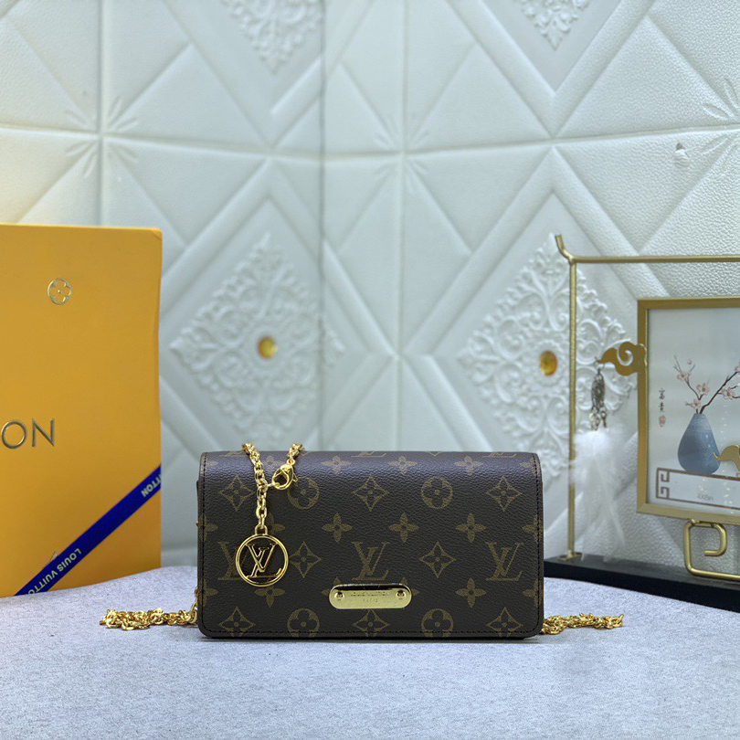 LV High Quality Women Shoulder Bags Luxury Has A Rectangular And Subtle Retro Appearance With A Flip Cover Featuring A Gold Trim Panel Detachable And Adjustable Chain And LV Round Accessory Female Hand Bag