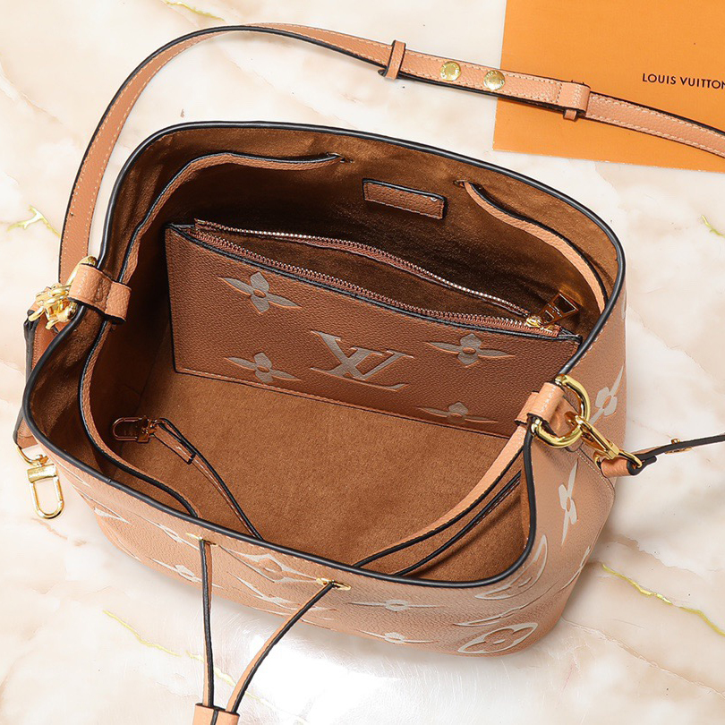 LV High Quality Women Shoulder Bags Luxury Bucket Bags Lv Letters And Monogram Flowers Are Printed And Then Pressed Onto Leather Adjustable Shoulder Straps Enable Shoulder Or Crossbody Female Hand Bags