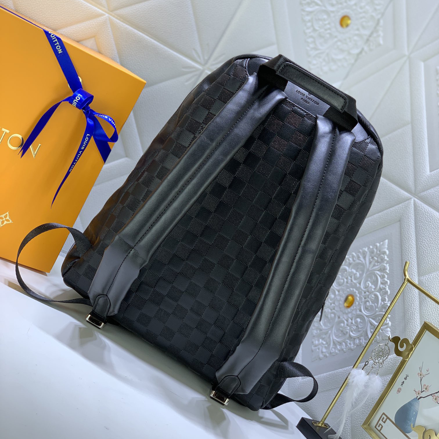 LV High Quality Women Backpack Luxuries Backpack Leather Edge Fabric Inner Lining Silver Metal Adjustable Leather Shoulder Straps Top Handle Zipper Opening Outer Zipper Compartment Double Patch Bag Female Hand Bag