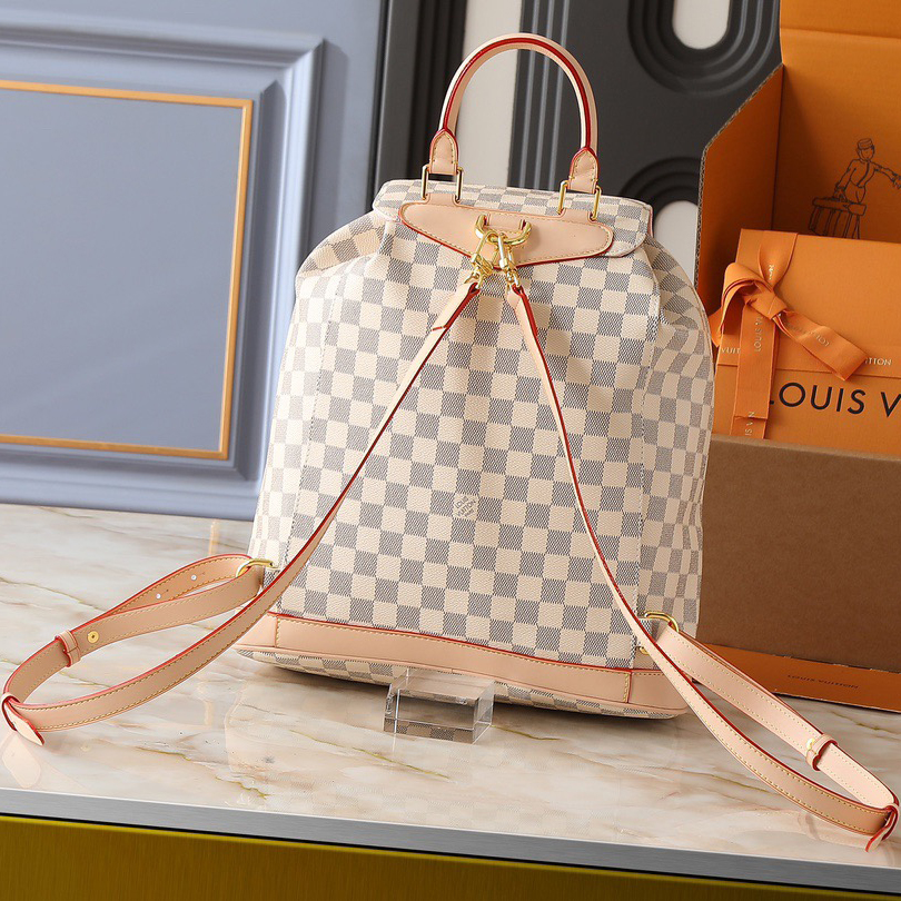 LV High Quality Women's Backpack Luxury Backpack Provides Ample Space For Easy Storage Of Daily Needs With A Zippered Front Pocket For Secure Small Items And Adjustable Canvas Shoulder Straps For A Comfortable Fit On The Female Backpack