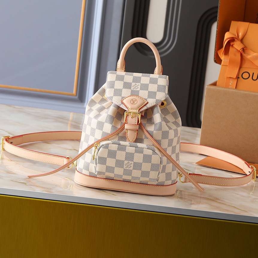 LV High Quality Women's Backpack Luxury Backpack Provides Ample Space For Easy Storage Of Daily Needs With A Zippered Front Pocket For Secure Small Items And Adjustable Canvas Shoulder Straps For A Comfortable Fit On The Female Backpack