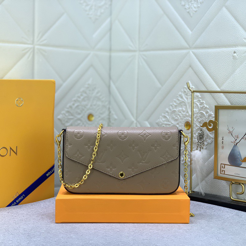 LV High Quality Women Shoulder Bags Luxury Chain Leather Depicts Monogram Print That Includes A Detachable Inner Bag Tie The Chain To Complete The Free Conversion Between The Handbag And Shoulder Bag Female Hand Bag