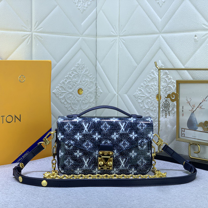 LV High Quality Women Shoulder Bags Luxury Chain Postman Bag Monogram Canvas Leather Handle, Detachable Chain Strap And Adjustable Leather Shoulder Strap Rich Back Carrying Options Female Hand Bag