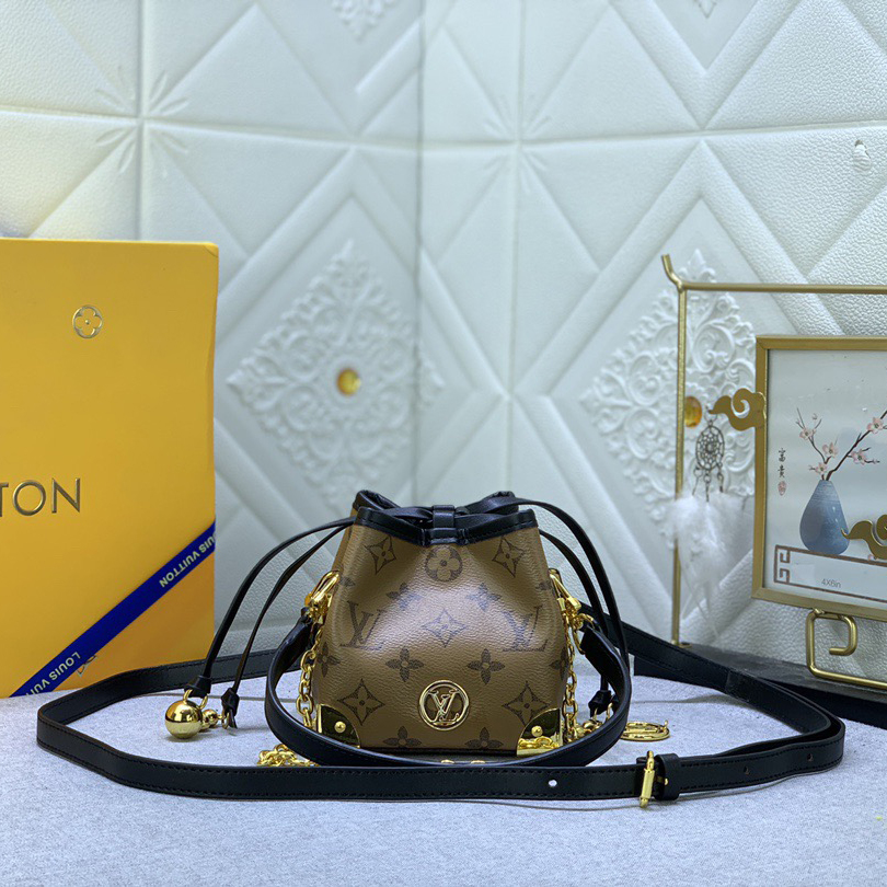 LV High Quality Women Shoulder Bags Luxury Mini Bucket Bags Monogram Reverse Canvas Material Suitable For Daily Styling And Evening Wear Luxury Bag Female Hand Bag