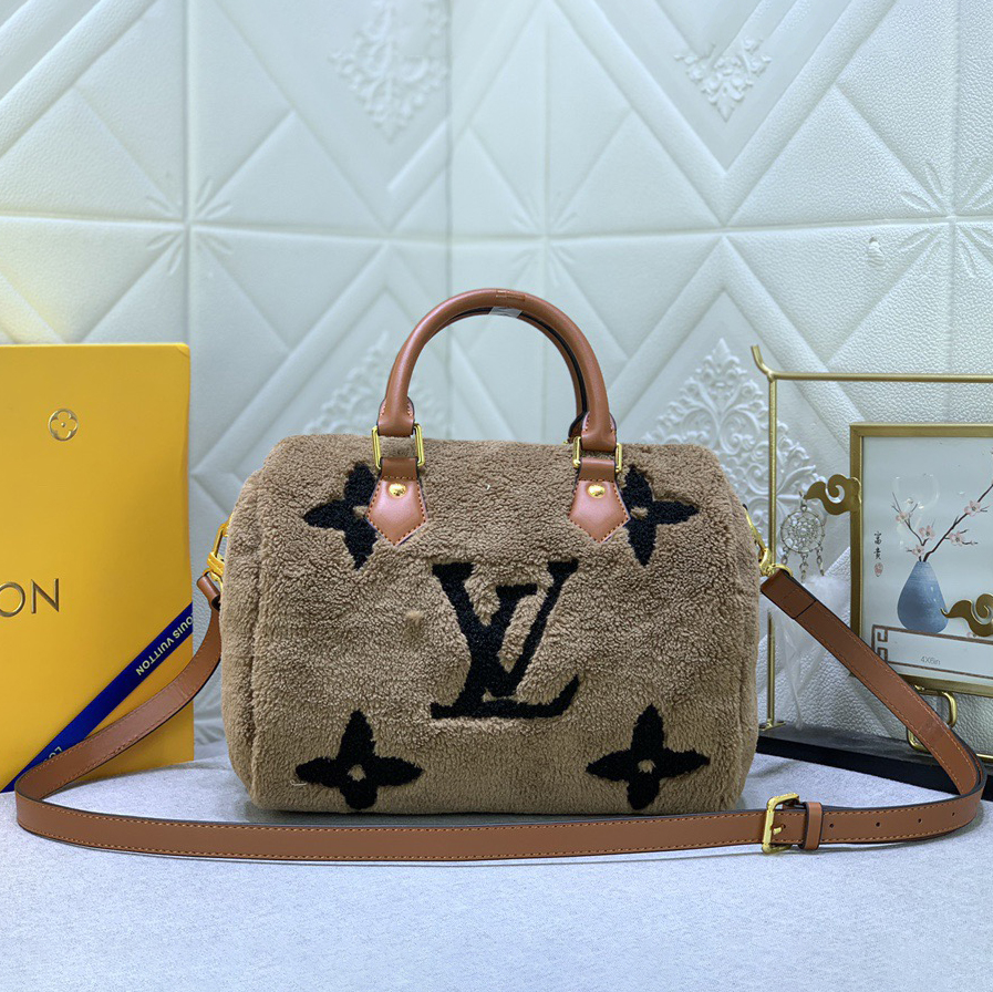 LV High Quality Women Shoulder Bags Luxuries Handbag Features Soft Wool Leather With Grain Leather Trim A Top Roller Pressed Leather Handle And Detachable And Adjustable Leather Shoulder Straps For Multiple Carrying Experiences. Female Hand Bag