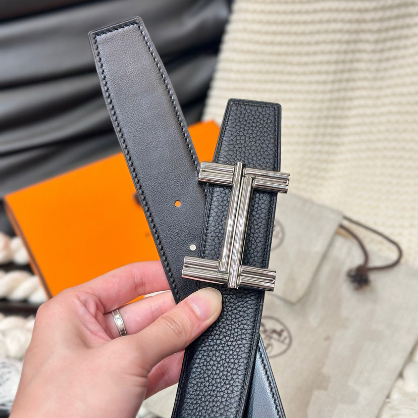 Hermes Leather It Has A Thick Touch, With Clear And Distinct Printed Patterns It Is A Fashionable And Classic Men's Belt A Designer Belt A Casual And Smooth Buckle Belt For Both Women And Men With A Width Of 3.8 Cm And With Box