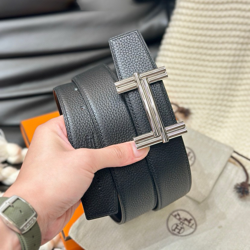 Hermes Leather It Has A Thick Touch, With Clear And Distinct Printed Patterns It Is A Fashionable And Classic Men's Belt A Designer Belt A Casual And Smooth Buckle Belt For Both Women And Men With A Width Of 3.8 Cm And With Box