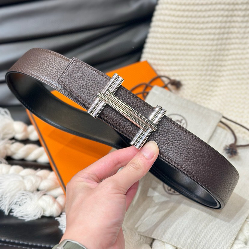 Hermes Leather It Has A Thick Touch, With Clear And Distinct Printed Patterns It Is A Fashionable And Classic Men's Belt A Designer Belt A Casual And Smooth Buckle Belt For Both Women And Men With A Width Of 3.8 Cm And With Box