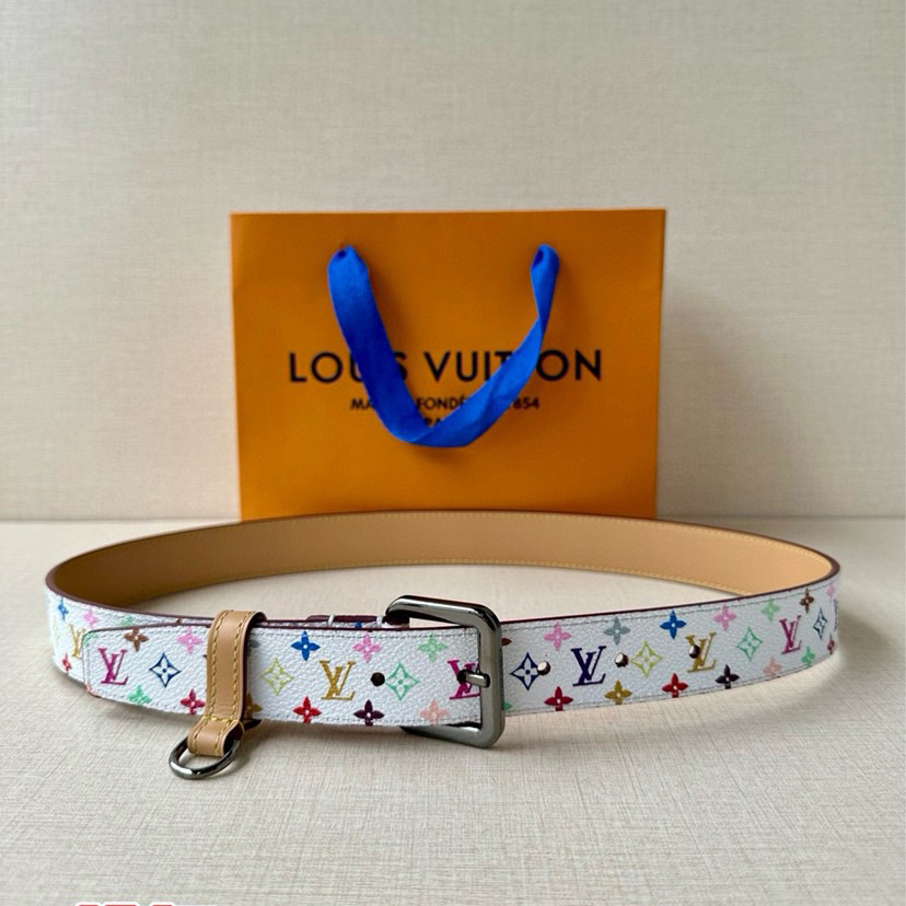 LV 3.0-Wide LV X TM LV D-Ring Waistband Enhances Various Contours With Its Fashionable Charm Monogram Multicolor Is The Traditional Pattern Of The House Equipped With A Palladium Adilon Buckle And A D-Ring For Keys Or Pendants