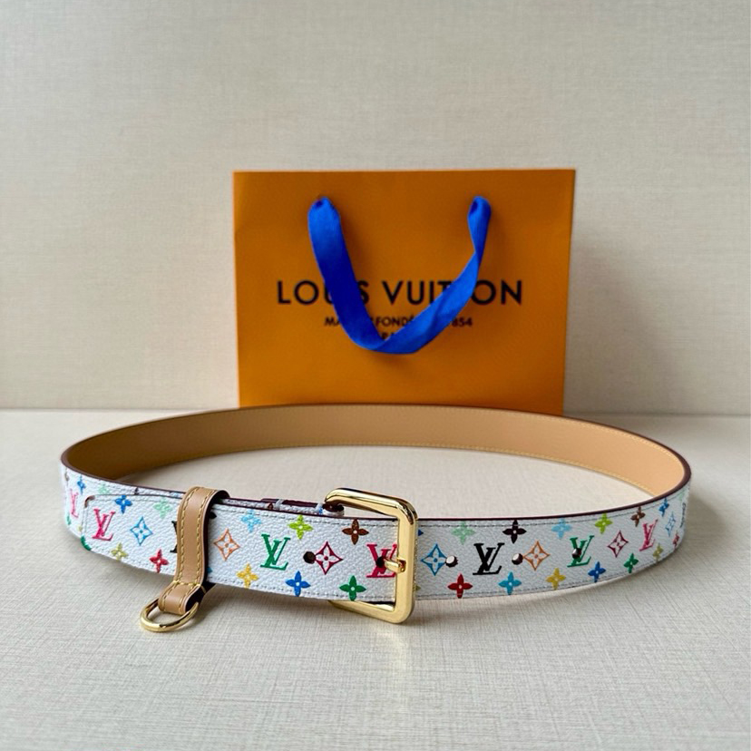LV 3.0-Wide LV X TM LV D-Ring Waistband Enhances Various Contours With Its Fashionable Charm Monogram Multicolor Is The Traditional Pattern Of The House Equipped With A Palladium Adilon Buckle And A D-Ring For Keys Or Pendants