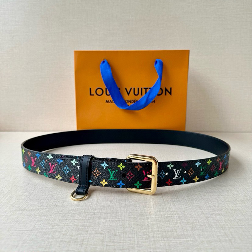 LV 3.0-Wide LV X TM LV D-Ring Waistband Enhances Various Contours With Its Fashionable Charm Monogram Multicolor Is The Traditional Pattern Of The House Equipped With A Palladium Adilon Buckle And A D-Ring For Keys Or Pendants