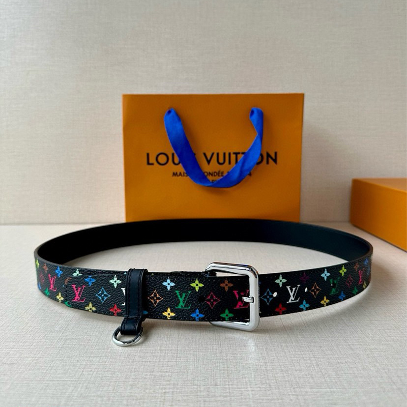 LV 3.0-Wide LV X TM LV D-Ring Waistband Enhances Various Contours With Its Fashionable Charm Monogram Multicolor Is The Traditional Pattern Of The House Equipped With A Palladium Adilon Buckle And A D-Ring For Keys Or Pendants
