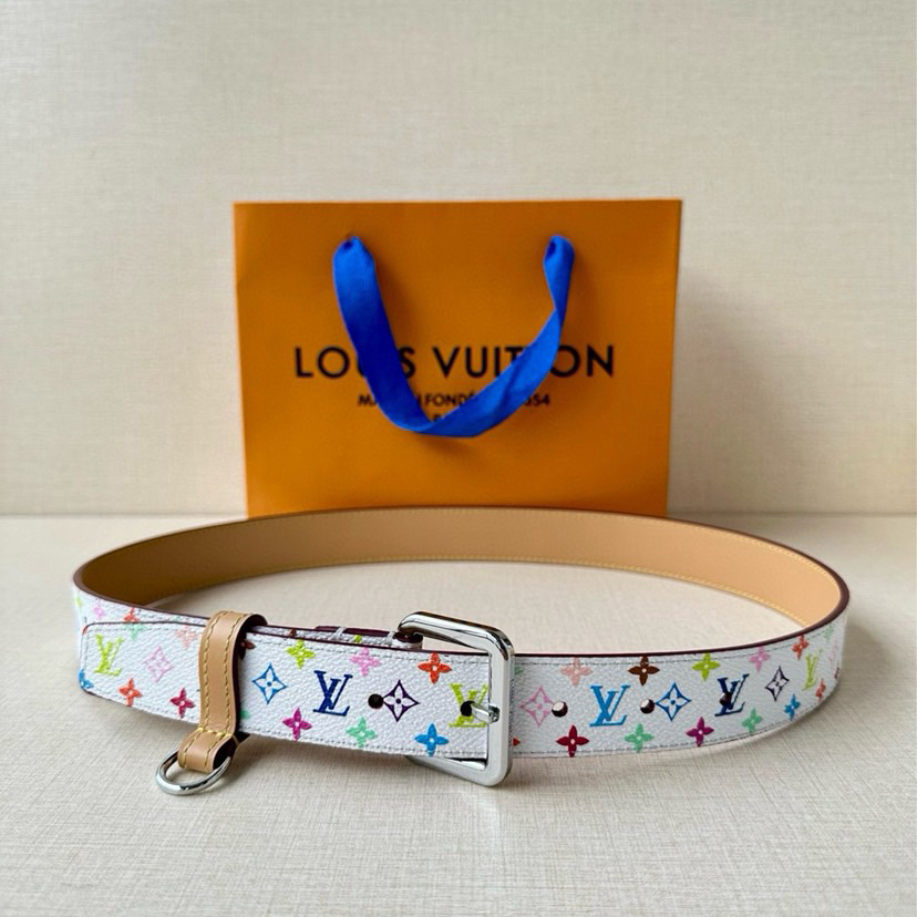 LV 3.0-Wide LV X TM LV D-Ring Waistband Enhances Various Contours With Its Fashionable Charm Monogram Multicolor Is The Traditional Pattern Of The House Equipped With A Palladium Adilon Buckle And A D-Ring For Keys Or Pendants