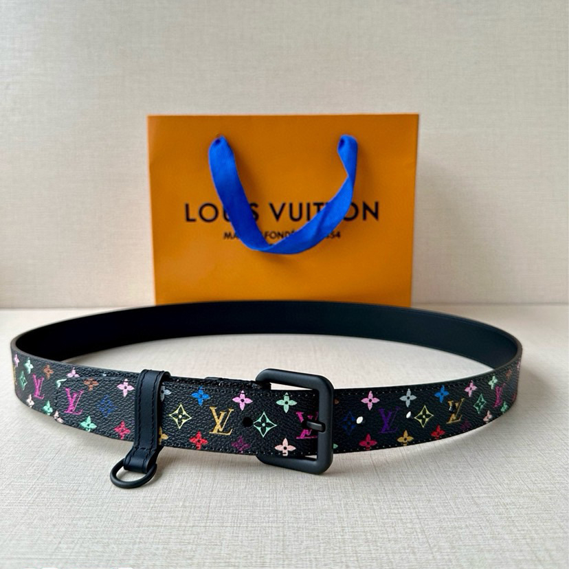 LV 3.0-Wide LV X TM LV D-Ring Waistband Enhances Various Contours With Its Fashionable Charm Monogram Multicolor Is The Traditional Pattern Of The House Equipped With A Palladium Adilon Buckle And A D-Ring For Keys Or Pendants