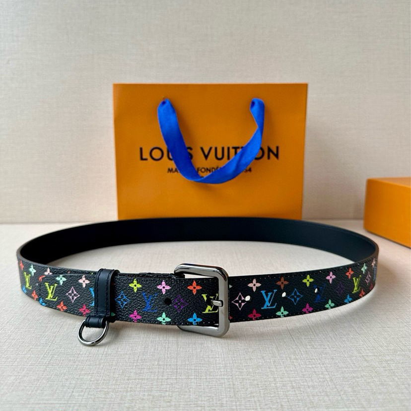 LV 3.0-Wide LV X TM LV D-Ring Waistband Enhances Various Contours With Its Fashionable Charm Monogram Multicolor Is The Traditional Pattern Of The House Equipped With A Palladium Adilon Buckle And A D-Ring For Keys Or Pendants