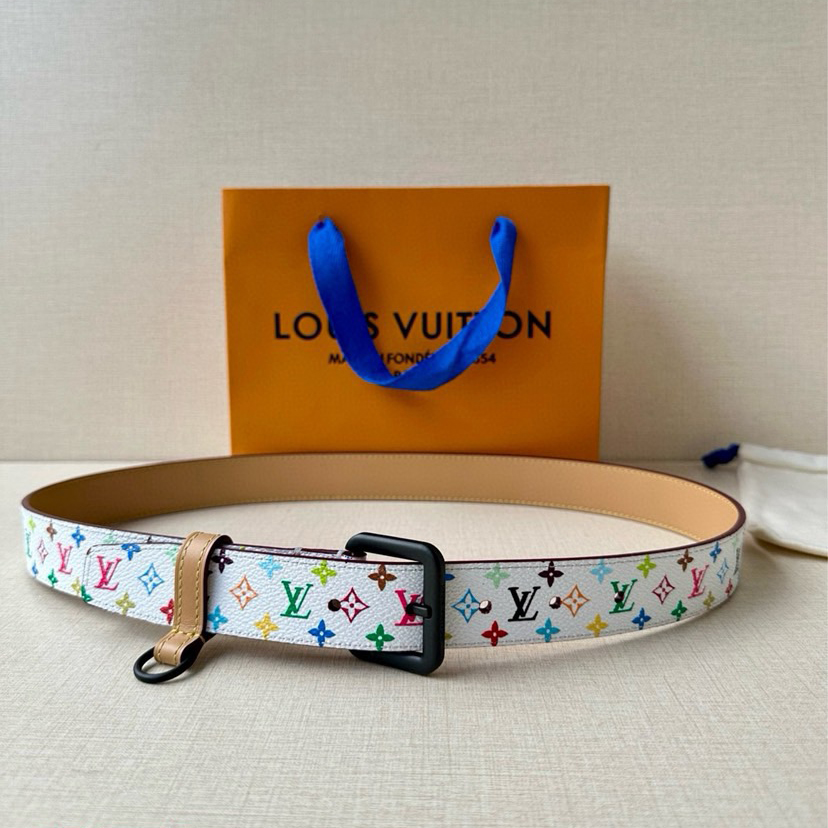 LV 3.0-Wide LV X TM LV D-Ring Waistband Enhances Various Contours With Its Fashionable Charm Monogram Multicolor Is The Traditional Pattern Of The House Equipped With A Palladium Adilon Buckle And A D-Ring For Keys Or Pendants