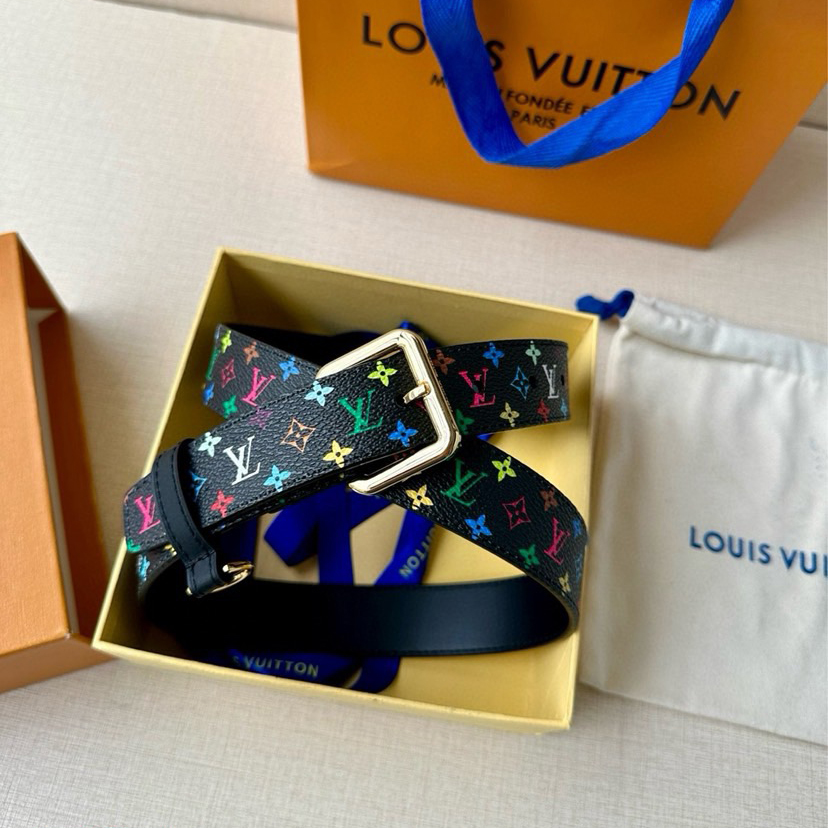 LV 3.0-Wide LV X TM LV D-Ring Waistband Enhances Various Contours With Its Fashionable Charm Monogram Multicolor Is The Traditional Pattern Of The House Equipped With A Palladium Adilon Buckle And A D-Ring For Keys Or Pendants