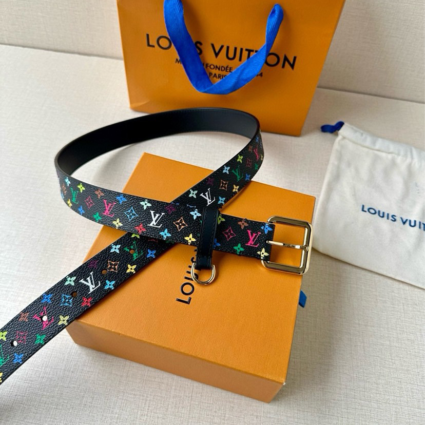 LV 3.0-Wide LV X TM LV D-Ring Waistband Enhances Various Contours With Its Fashionable Charm Monogram Multicolor Is The Traditional Pattern Of The House Equipped With A Palladium Adilon Buckle And A D-Ring For Keys Or Pendants