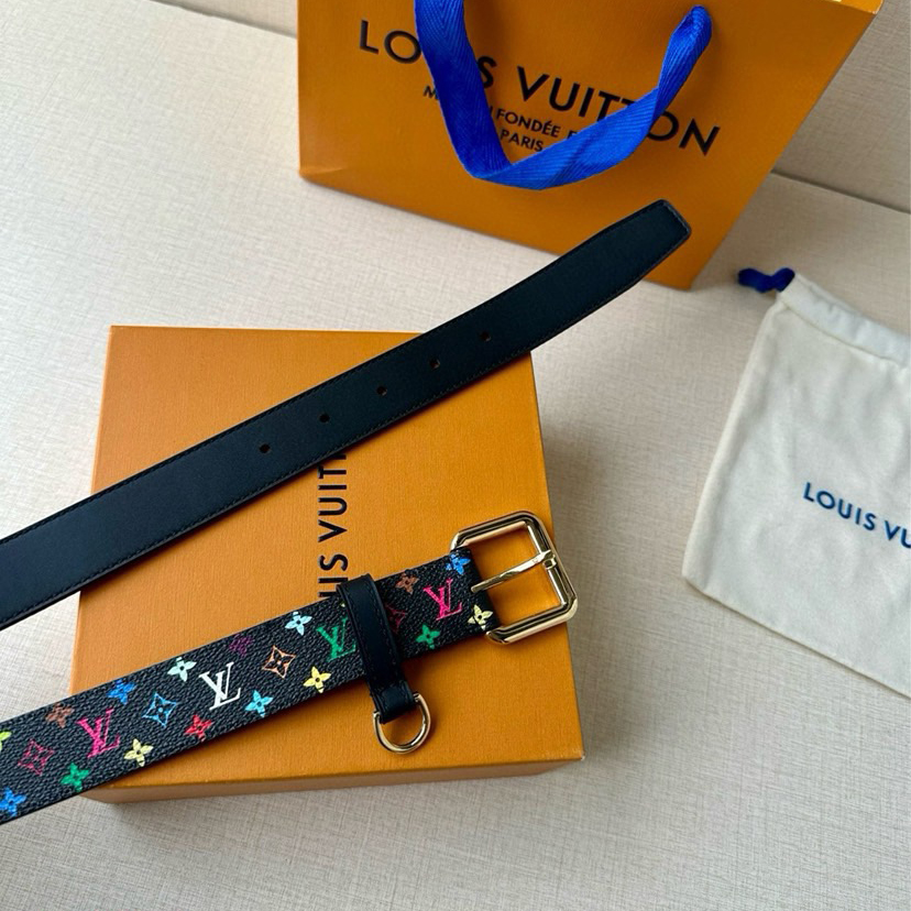 LV 3.0-Wide LV X TM LV D-Ring Waistband Enhances Various Contours With Its Fashionable Charm Monogram Multicolor Is The Traditional Pattern Of The House Equipped With A Palladium Adilon Buckle And A D-Ring For Keys Or Pendants