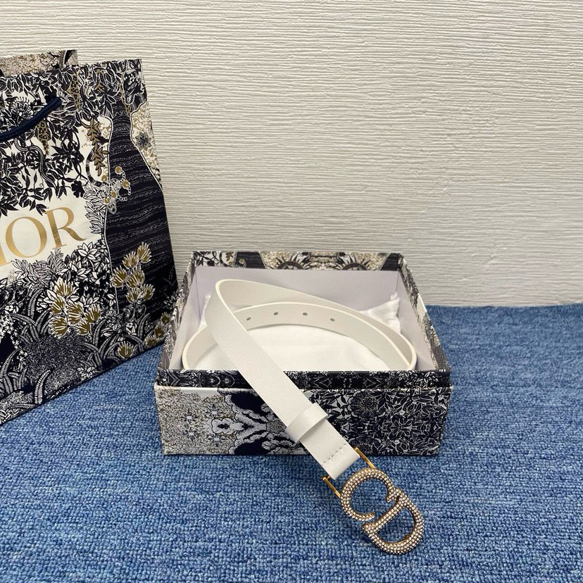 Dior Double-Sided Waistband 20mm Is Meticulously Crafted In Black Cowhide Leather Adorned With A Series Of Eyelets And Paired With A Silver Finish Metal Cd Waistband Buckle Elegantly Reinterpreting The Classic Dior Logo