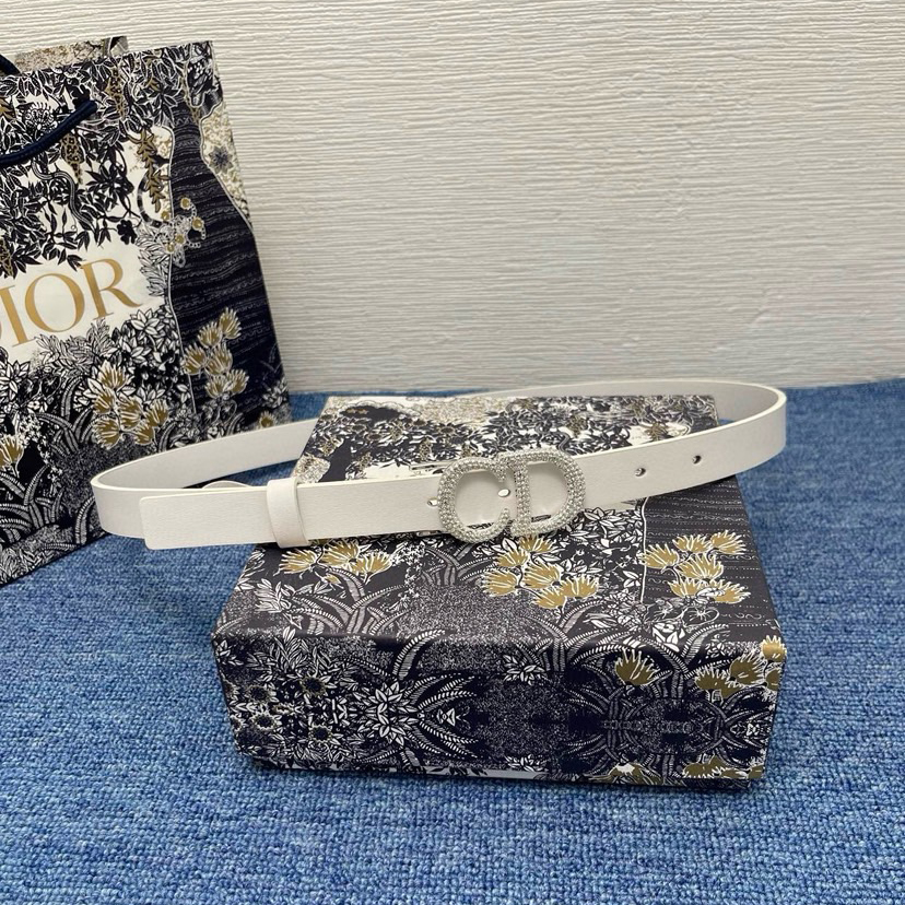 Dior Double-Sided Waistband 20mm Is Meticulously Crafted In Black Cowhide Leather Adorned With A Series Of Eyelets And Paired With A Silver Finish Metal Cd Waistband Buckle Elegantly Reinterpreting The Classic Dior Logo