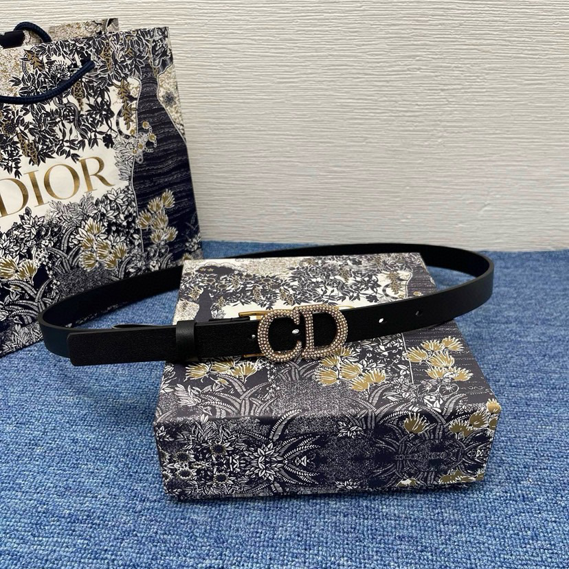 Dior Double-Sided Waistband 20mm Is Meticulously Crafted In Black Cowhide Leather Adorned With A Series Of Eyelets And Paired With A Silver Finish Metal Cd Waistband Buckle Elegantly Reinterpreting The Classic Dior Logo