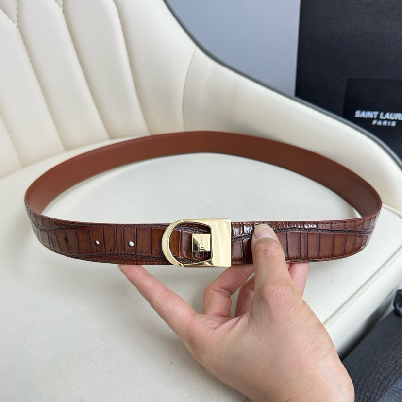 YSL Belts For Women Designer Belt Womens Formal Smooth Buckle Woman Narrow Genuine Leather Golden Bronze Cowhide Design Thin Optional High Quality