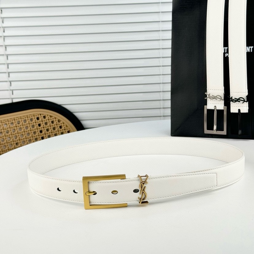 YSL Belts For Women Designer Belt Womens Formal Smooth Buckle Woman Narrow Genuine Leather Golden Bronze Cowhide Design Thin Optional High Quality