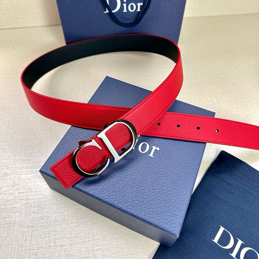 Dior Double-Sided Waistband Is Meticulously Crafted From Grain Leather On Both Sides With One Side In Black And The Other Side Available In Multiple Colors It Can Be Paired With Various 35mm Stainless Steel Belt Buckles For