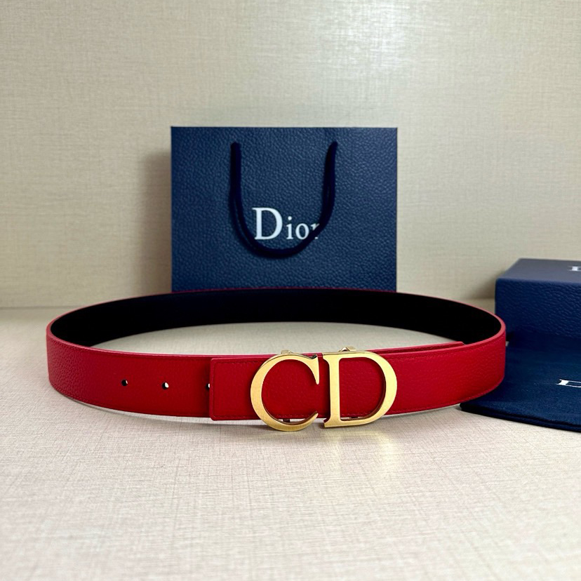 Dior Double-Sided Waistband Is Meticulously Crafted From Grain Leather On Both Sides With One Side In Black And The Other Side Available In Multiple Colors It Can Be Paired With Various 35mm Stainless Steel Belt Buckles For