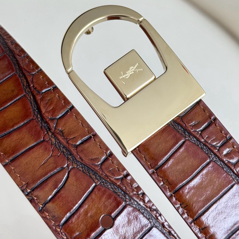 YSL Belts For Women Designer Belt Womens Formal Smooth Buckle Woman Narrow Genuine Leather Golden Bronze Cowhide Design Thin Optional High Quality