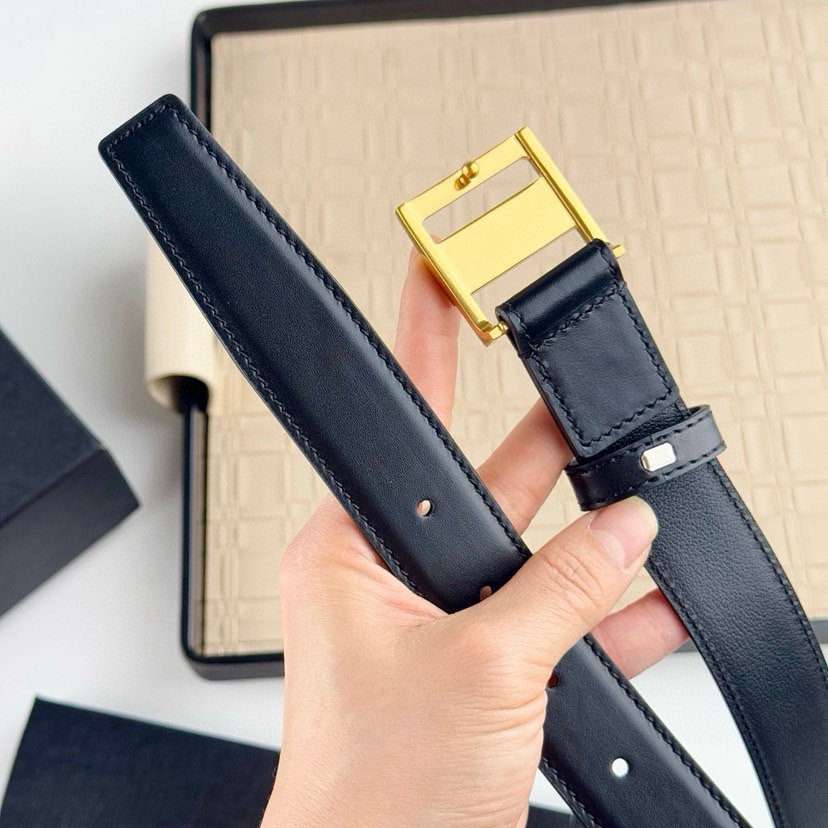 YSL Belts For Women Designer Belt Womens Formal Smooth Buckle Woman Narrow Genuine Leather Golden Bronze Cowhide Design Thin Optional High Quality