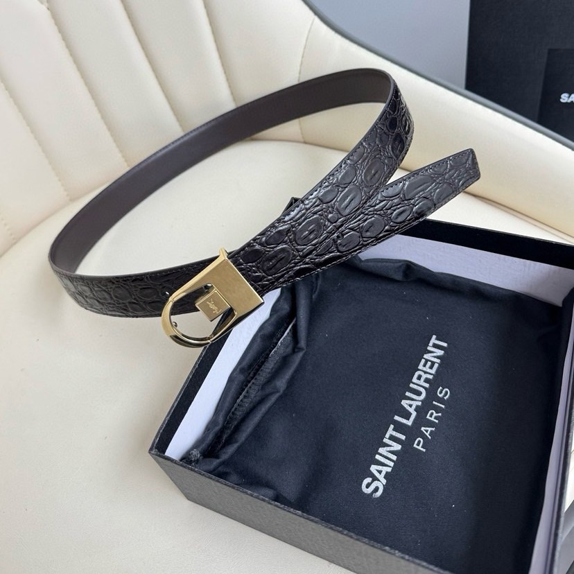 YSL Belts For Women Designer Belt Womens Formal Smooth Buckle Woman Narrow Genuine Leather Golden Bronze Cowhide Design Thin Optional High Quality