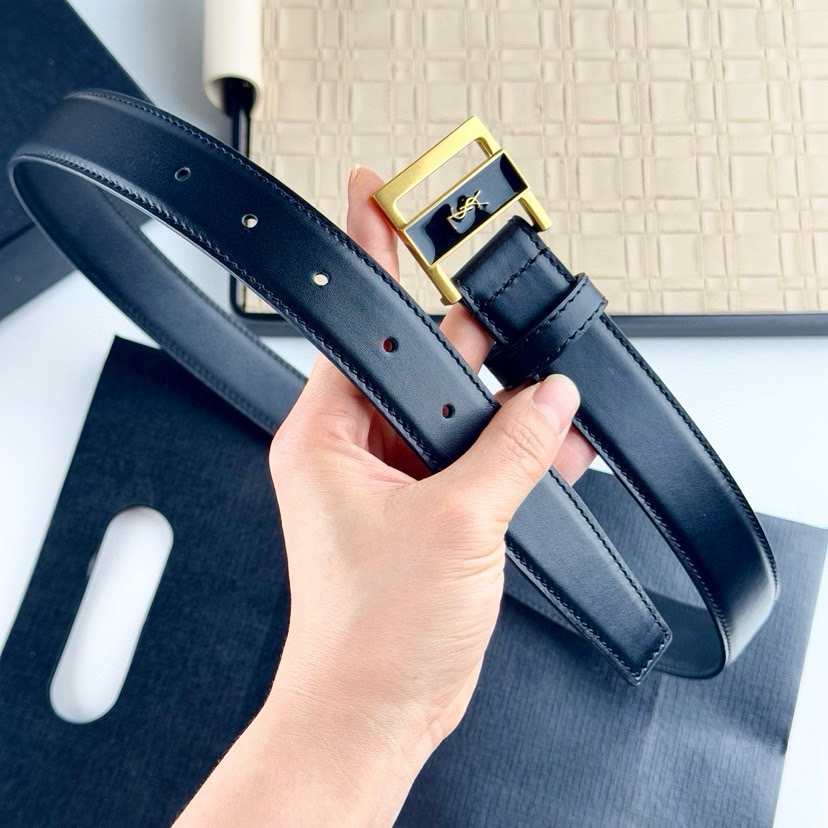 YSL Belts For Women Designer Belt Womens Formal Smooth Buckle Woman Narrow Genuine Leather Golden Bronze Cowhide Design Thin Optional High Quality