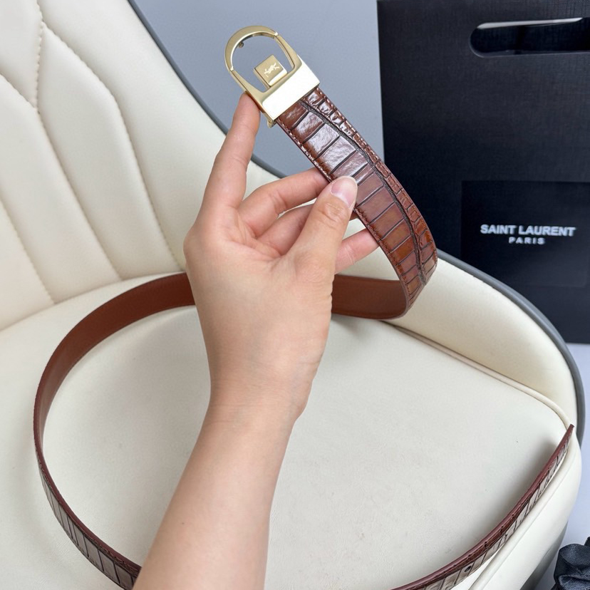 YSL Belts For Women Designer Belt Womens Formal Smooth Buckle Woman Narrow Genuine Leather Golden Bronze Cowhide Design Thin Optional High Quality