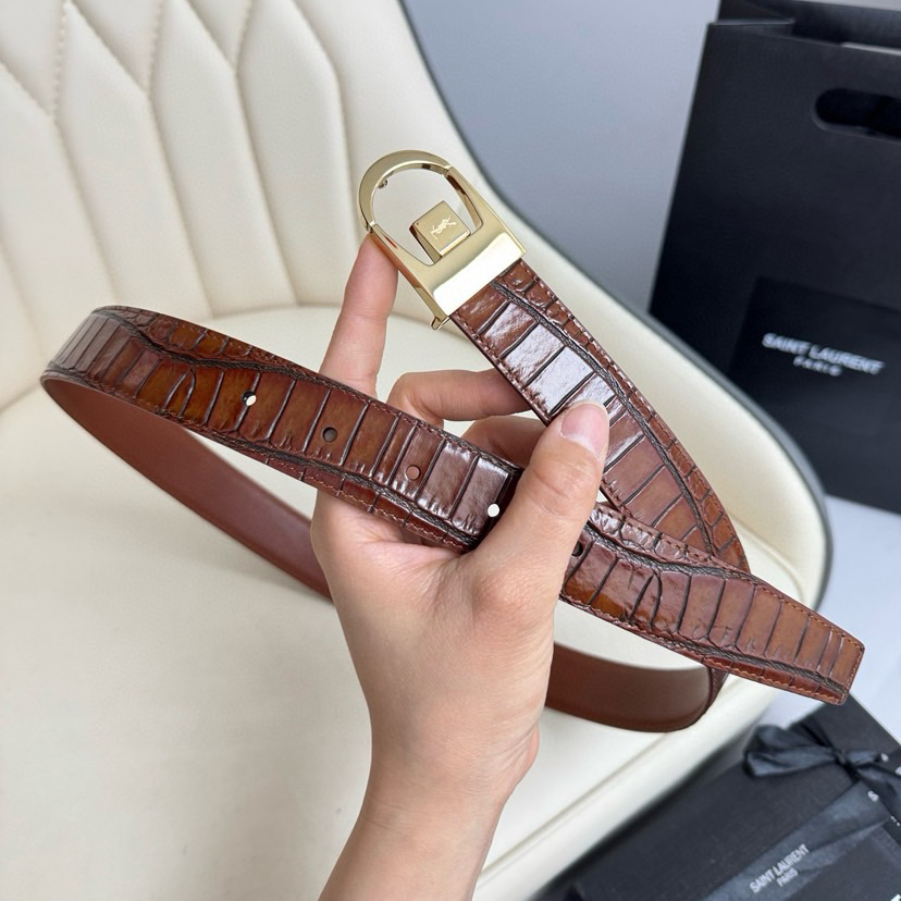 YSL Belts For Women Designer Belt Womens Formal Smooth Buckle Woman Narrow Genuine Leather Golden Bronze Cowhide Design Thin Optional High Quality