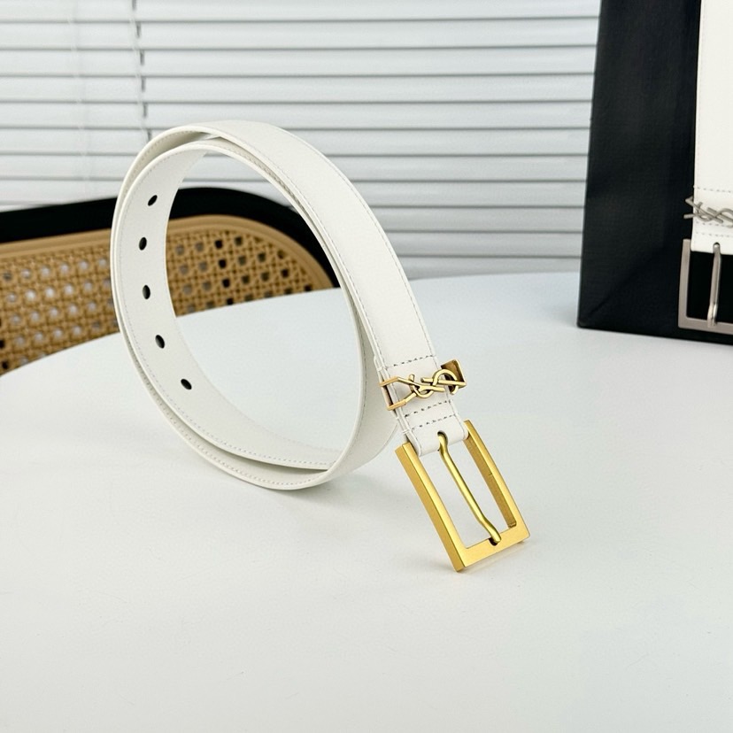 YSL Belts For Women Designer Belt Womens Formal Smooth Buckle Woman Narrow Genuine Leather Golden Bronze Cowhide Design Thin Optional High Quality